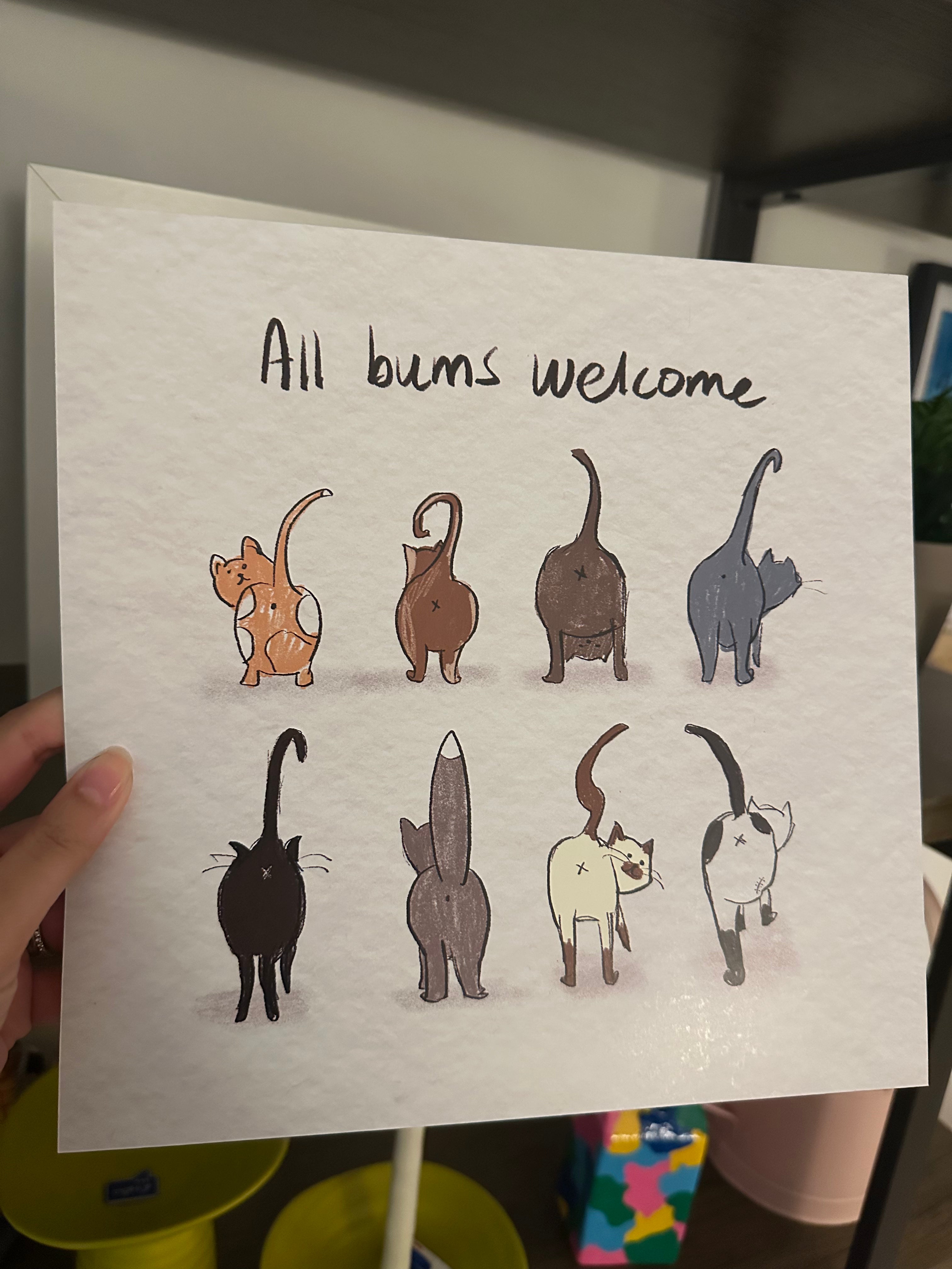 All Cat bums welcome! - SQUARE ART PRINT